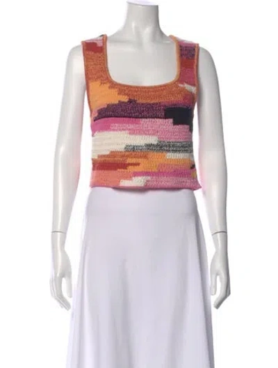 Pre-owned A.l.c Striped Square Neckline Crop Top In Orange