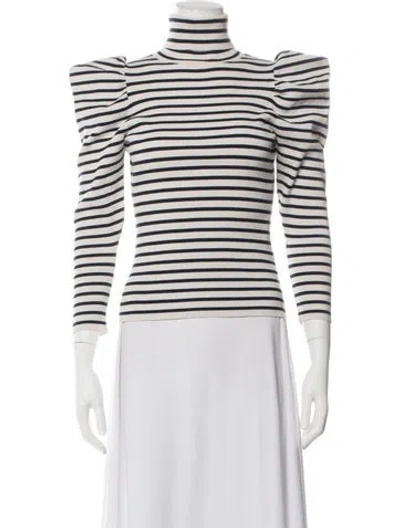 Pre-owned A.l.c Striped Turtleneck Sweater In Black/white