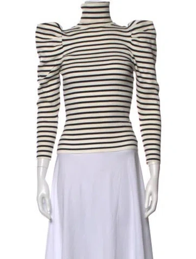 Pre-owned A.l.c Striped Turtleneck Sweater In Black/white