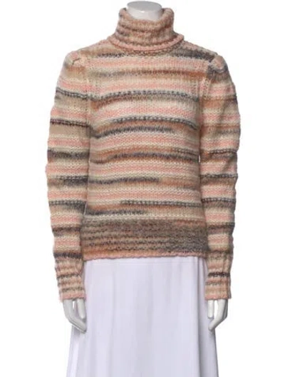 Pre-owned A.l.c Striped Turtleneck Sweater In Pink