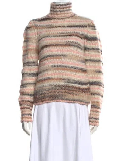 Pre-owned A.l.c Striped Turtleneck Sweater In Pink