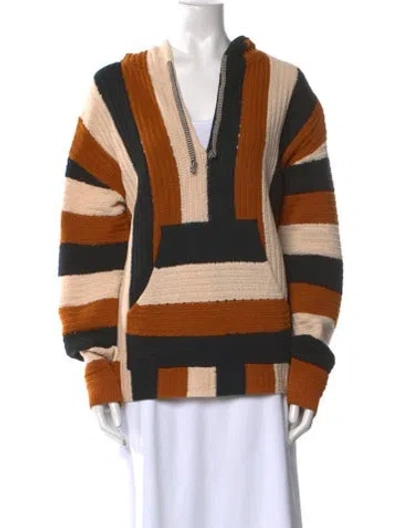 Pre-owned A.l.c Striped V-neck Sweater In Brown