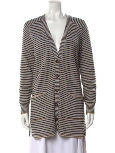 Pre-owned A.l.c Striped V-neck Sweater In Neutral