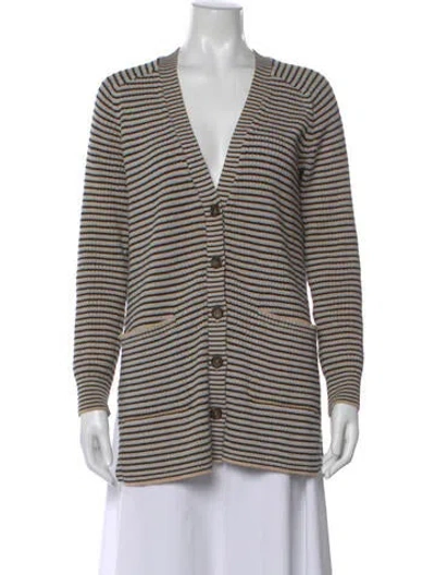 Pre-owned A.l.c Striped V-neck Sweater In Neutral
