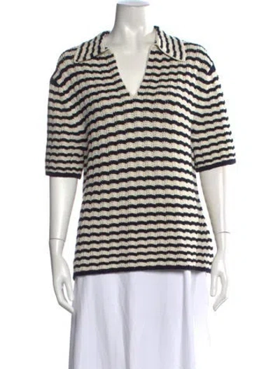 Pre-owned A.l.c Striped V-neck Sweater In Neutrals