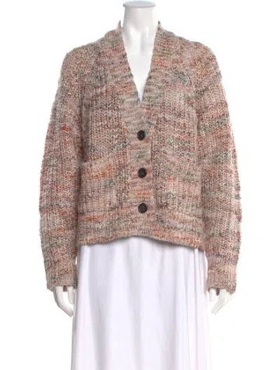 Pre-owned A.l.c Striped V-neck Sweater In Pink