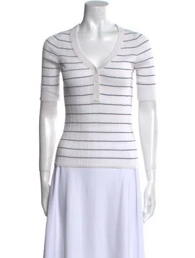 Pre-owned A.l.c Striped V-neck Top In Blue