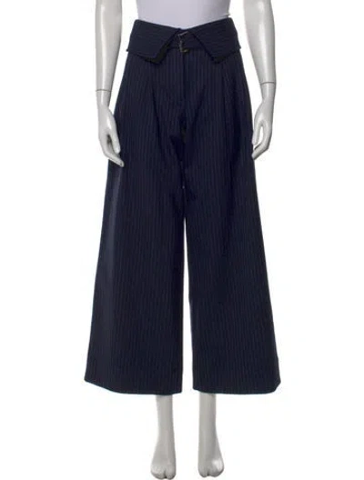 Pre-owned A.l.c Striped Wide Leg Pants In Blue