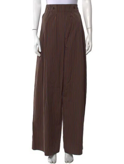 Pre-owned A.l.c Striped Wide Leg Pants In Brown
