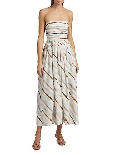 A.l.c . Tara Tie Dye Stripe Strapless Dress In Mint Multi