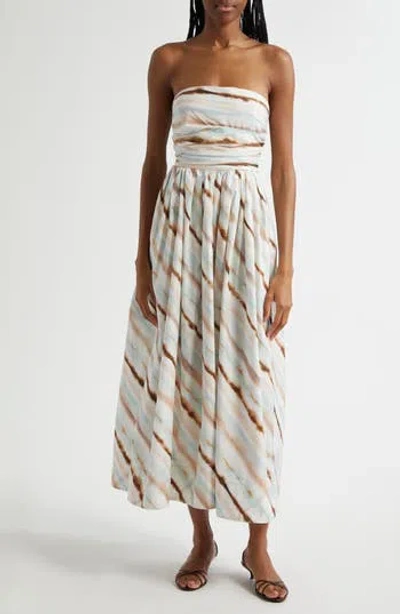 A.l.c . Tara Tie Dye Stripe Strapless Dress In Mint Multi
