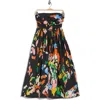 A.l.c . Tate Strapless Cotton Midi Dress In Multi