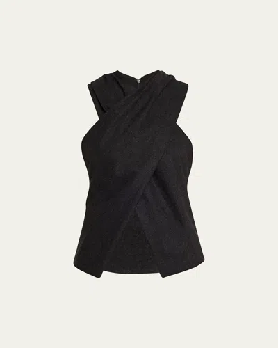 A.l.c Tess Wool-cashmere Crossover Top In Gray