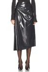 A.l.c . Tessa Ruched Faux Leather Maxi Skirt In Black