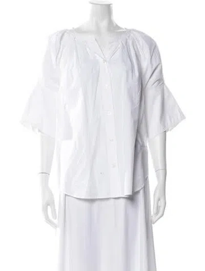 Pre-owned A.l.c Three-quarter Sleeve Blouse In White