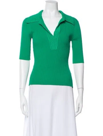 Pre-owned A.l.c Three-quarter Sleeve Polo In Green