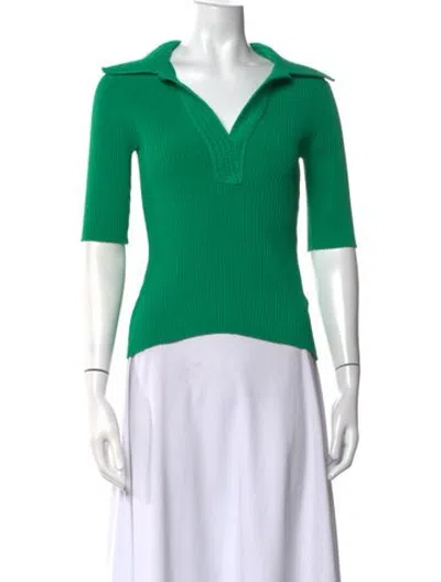 Pre-owned A.l.c Three-quarter Sleeve Polo In Green