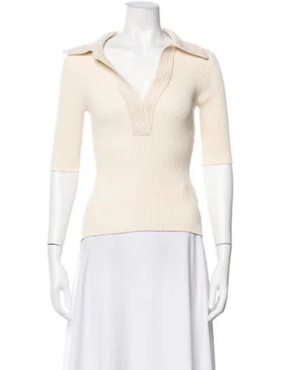 Pre-owned A.l.c Three-quarter Sleeve Polo In White