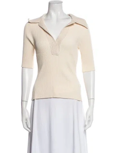 Pre-owned A.l.c Three-quarter Sleeve Polo In White