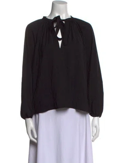 Pre-owned A.l.c Tie Neck Long Sleeve Blouse In Black