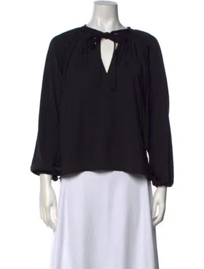 Pre-owned A.l.c Tie Neck Long Sleeve Blouse In Black