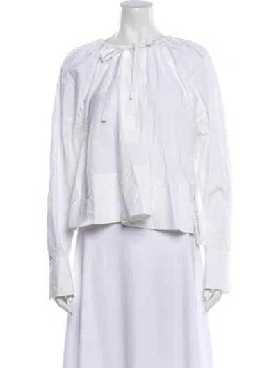 Pre-owned A.l.c Tie Neck Long Sleeve Blouse In Neutral