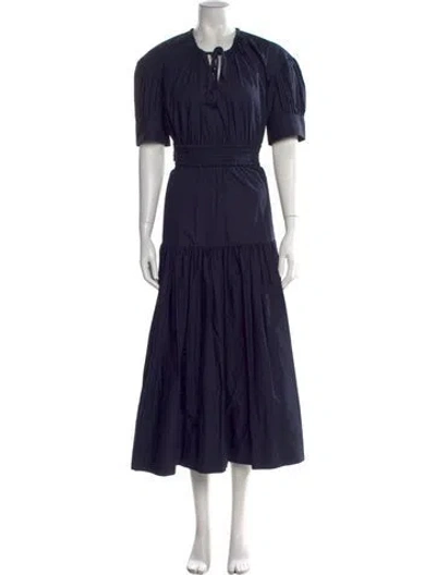Pre-owned A.l.c Tie Neck Midi Length Dress In Blue