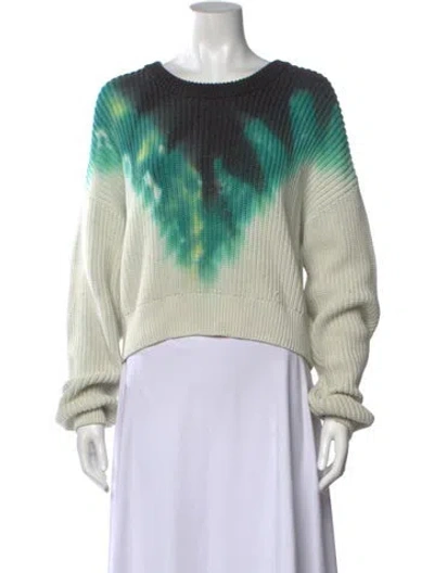 Pre-owned A.l.c Tie-dye Print Crew Neck Sweater In Green