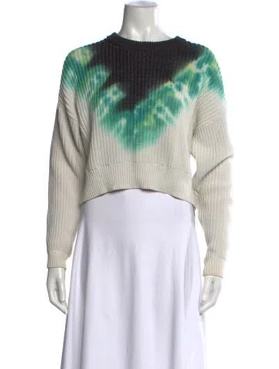 Pre-owned A.l.c Tie-dye Print Crew Neck Sweater In Green