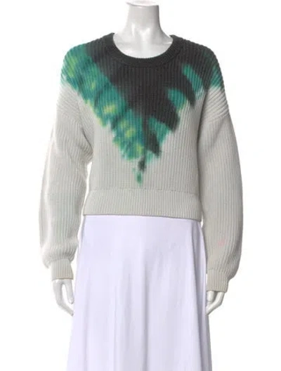 Pre-owned A.l.c Tie-dye Print Crew Neck Sweater In White