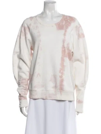 Pre-owned A.l.c Tie-dye Print Crew Neck Sweatshirt In White