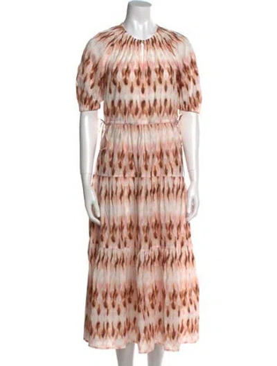 Pre-owned A.l.c Tie-dye Print Long Dress In Neutral