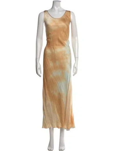 Pre-owned A.l.c Tie-dye Print Long Dress In Neutral