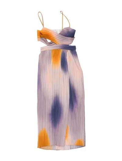 Pre-owned A.l.c Tie-dye Print Midi Length Dress In Purple