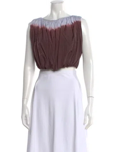 Pre-owned A.l.c Tie-dye Print Scoop Neck Crop Top In Neutral