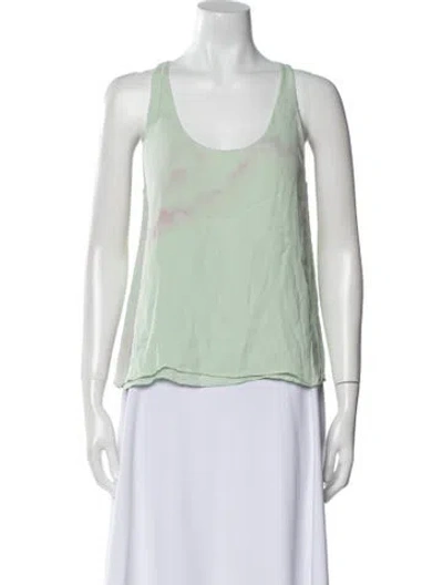 Pre-owned A.l.c Tie-dye Print Scoop Neck Top In Green