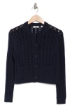 A.l.c Tilly Open-knit Cotton-blend Cardigan In Navy