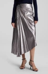 A.l.c . Tracy Asymmetric Hem Faux Leather Skirt In Smoky Silver