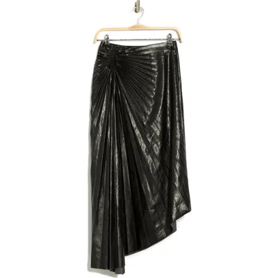 A.l.c . Tracy Asymmetric Pleat Faux Leather Skirt In Black