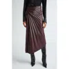 A.l.c . Tracy Asymmetric Pleat Faux Leather Skirt In Cordovan