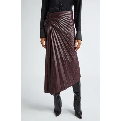 A.l.c . Tracy Asymmetric Pleat Faux Leather Skirt In Cordovan