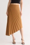 A.l.c Tracy Asymmetric Pleated Woven Maxi Skirt In Brown