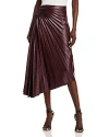 A.l.c . Tracy Asymmetric Pleat Faux Leather Skirt In Cordovan