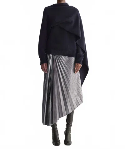 A.l.c Tracy Metallic Vegan Leather Midi Skirt In Slate Metallic In Gray