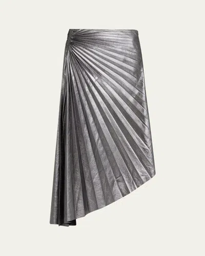 A.l.c Tracy Metallic Vegan Leather Skirt In Gray