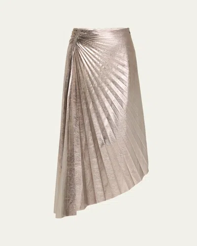A.l.c . Tracy Asymmetric Hem Faux Leather Skirt In Smoky Silver