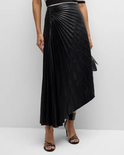 A.l.c Tracy Pleated High-low Midi Skirt In Black