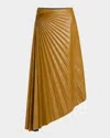 A.l.c Tracy Pleated High-low Midi Skirt In Brown