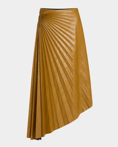 A.l.c Tracy Pleated High-low Midi Skirt In Brown