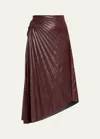 A.l.c . Tracy Asymmetric Pleat Faux Leather Skirt In Cordovan